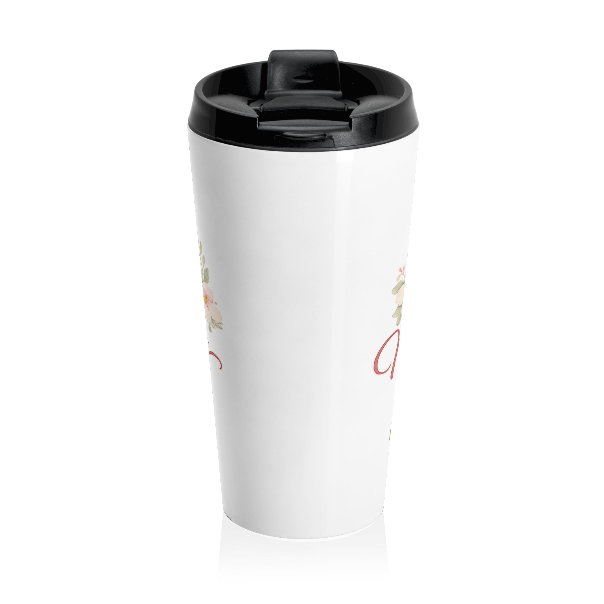 Compreneur Mom Hustle Stainless Steel Travel Mug — Floral Coffee Tumbler for Busy Moms
